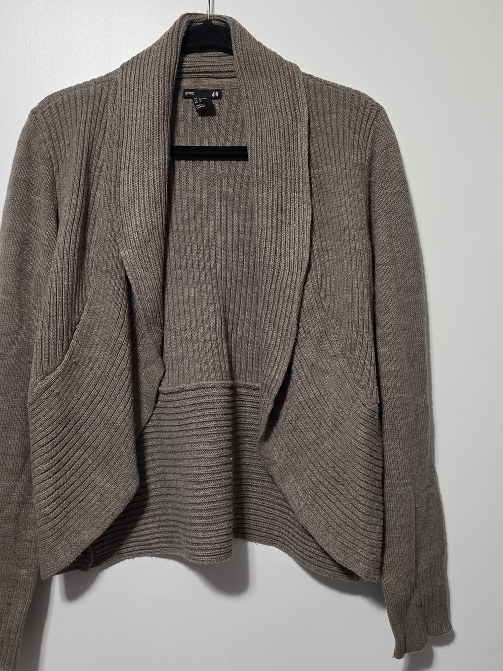 H&M Taupe Ribbed Open-Front Cardigan - Picture 2 of 9